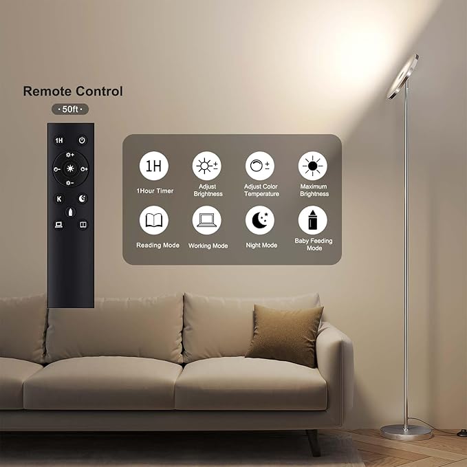 SUNMORY Floor Lamps for Living Room, 32W/3000LM Super Bright LED Floor Lamp - Image 4
