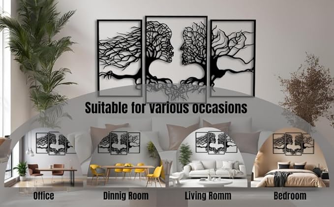 VAILLA Tree of Life Wall Wooden Art Abstract Tree Man Woman Face Large 3D - Image 3