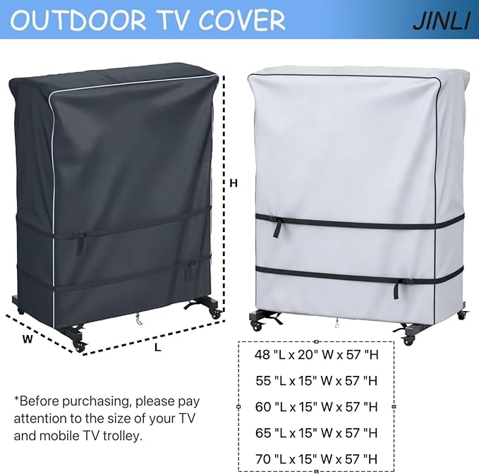 JINLI 65-70 inch outdoor TV trolley cover, courtyard TV cover, Oxford fabric - Image 9