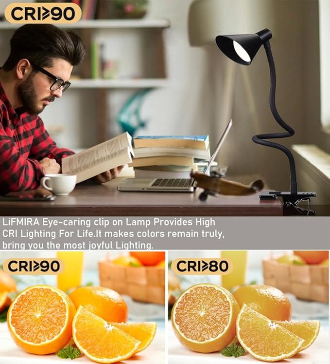 Clip on Light USB Reading Light 3 Color Modes 10 Brightness Levels Eye Care - Image 6