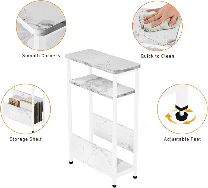 THUMEYE 7.1" Narrow Side Table for Small Spaces, 3 Tier Small End Table - Image 4