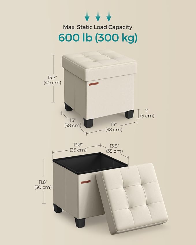 SONGMICS Storage Ottoman, Small Ottoman Foot Rest - Image 3