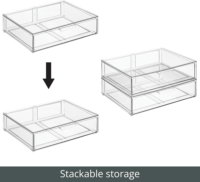 mDesign Wide Plastic Stackable Bathroom Storage Organizer Bin - Image 4