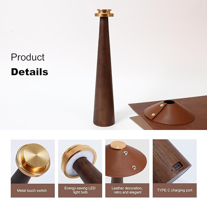 Battery Operated LED Table Lamps, 2000mAh Cordless Desk Lamp - Image 4
