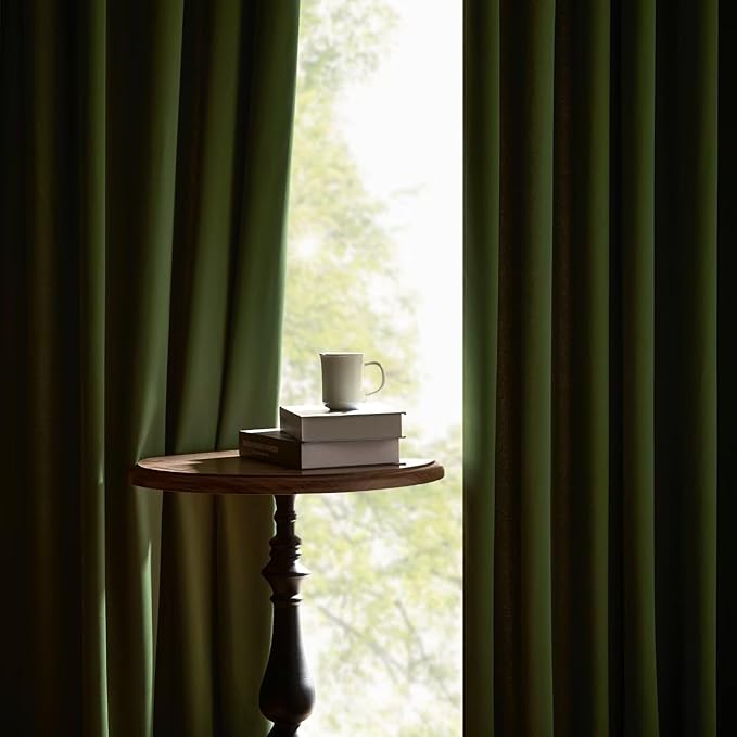 Joydeco Green Velvet Curtains 72 inch 2 Panel, Room Darkening Super Soft Velvet - Image 4
