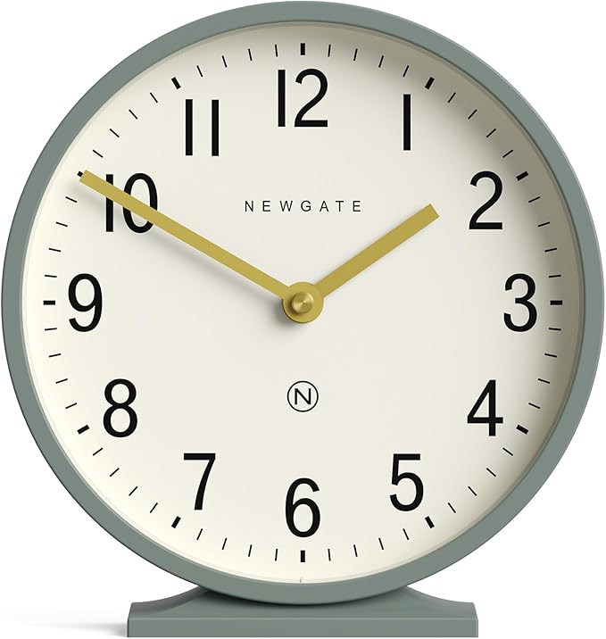 NEWGATE® Q Mantel Clock | Modern Classic Round Mantel Clock | Asparagus Green | - Image 2