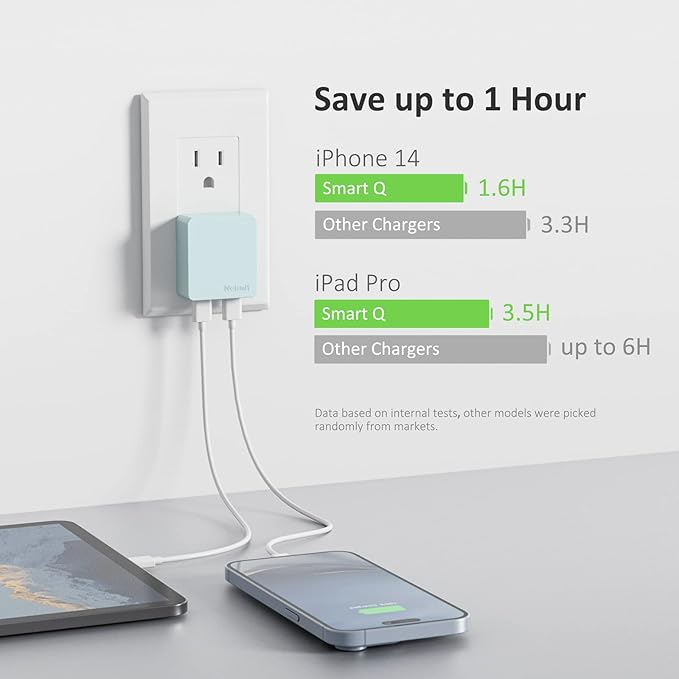 Nekmit Flat USB Wall Charger, Dual Port Slim USB Wall Charger - Image 2