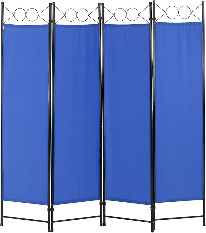 4 Panel Room Divider 6FT Steel Frame Screen Folding Privacy Divider by FDW