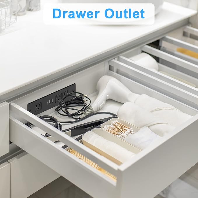 HEZI Recessed Power Strip, Furniture Drawer Outlet - Image 4