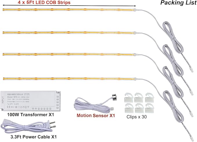 Under Cabinet Lights Kit, Ultra Thin COB LED Cabinet Strips, Bright Under - Image 2