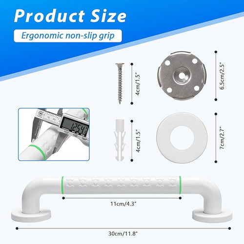2 Pack 16 Inch White Shower Grab Bar, Bath Grab Rails - Image 2