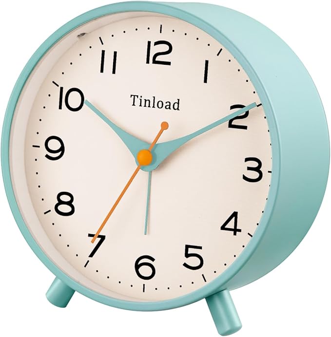 4.5" Antique Retro Analog Alarm Clock, Small Silent Bedside Desk Clock - Image 7