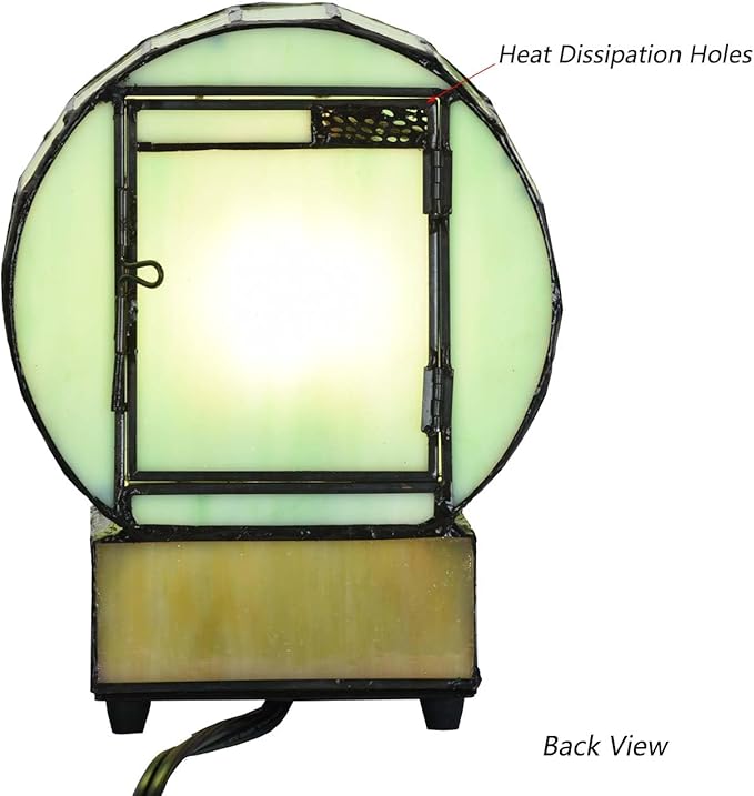 Bieye L10970 Cat and Mouse Tiffany Style Stained Glass Desk Clock Table Lamp - Image 4