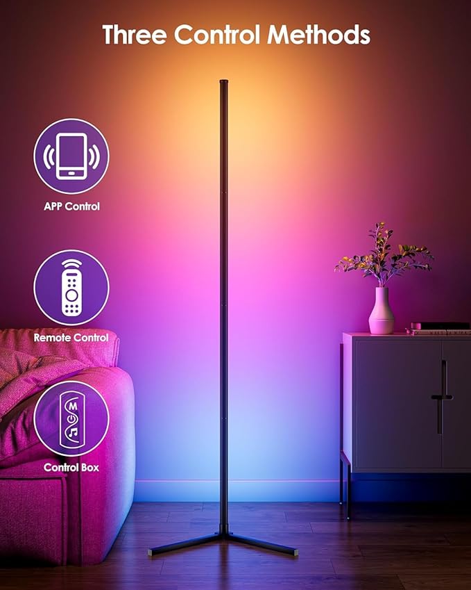 boostool 2 Pack Corner Floor Lamp, Color Changing Ambient Lighting - Image 3