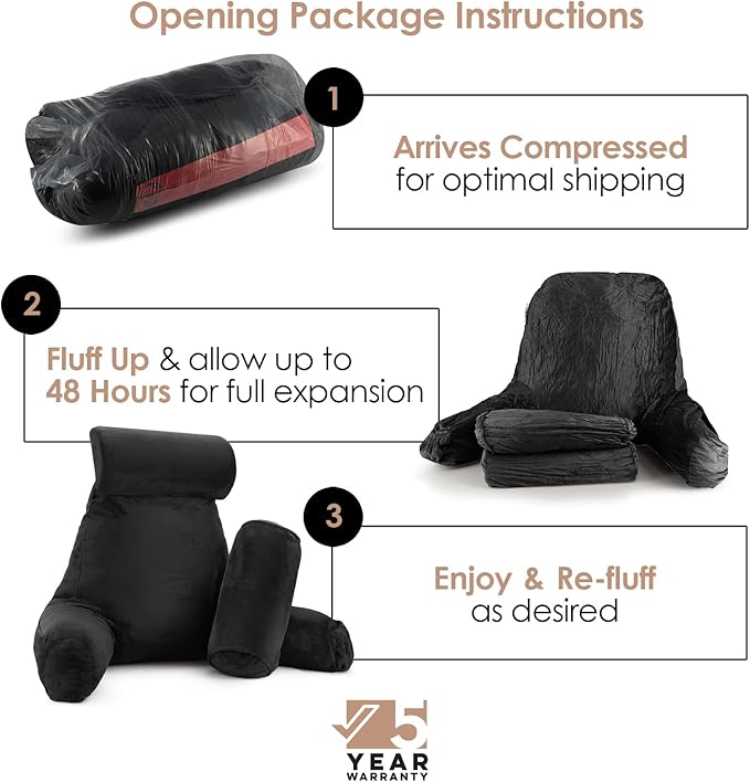 Nestl Reading Pillow with Shredded Memory Foam Includes 2 Neck and Lumber - Image 2