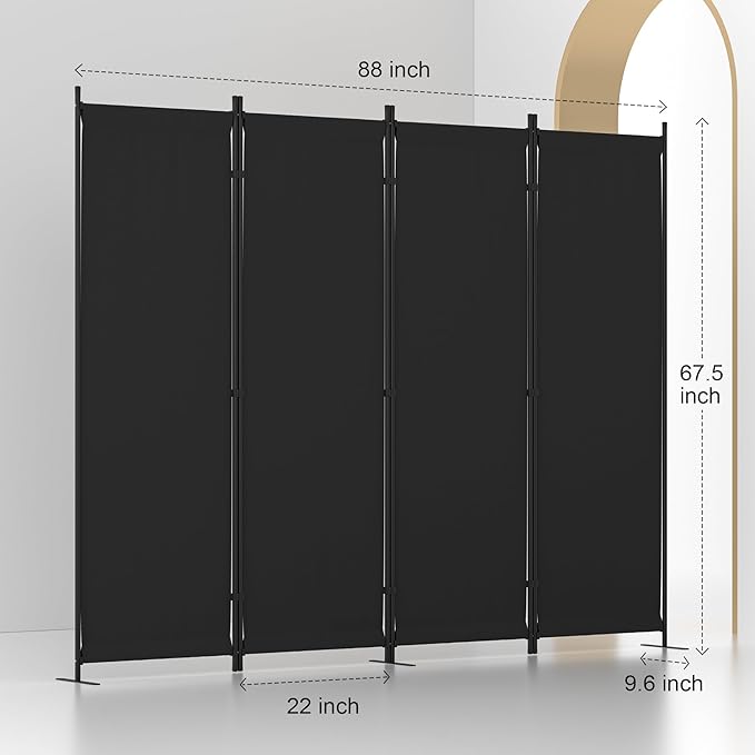 Room Divider, 4 Panel Folding Privacy Screen, 88” Portable Separating - Image 5
