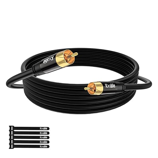 Subwoofer Cable RCA to RCA Audio Cable 12FT, Digital Coaxial Audio Cable by Kxable