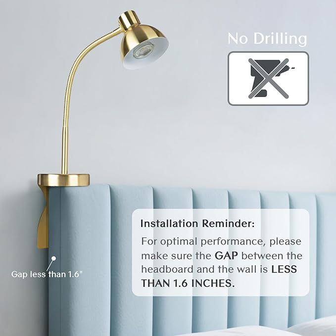 Solfres Patented Innovative Design Headboard Reading Light Pro. No Drilling - Image 3