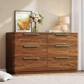 6 Drawer Dresser for Bedroom, Curved Profile Design, Wooden Walnut Dresser by beronbaer
