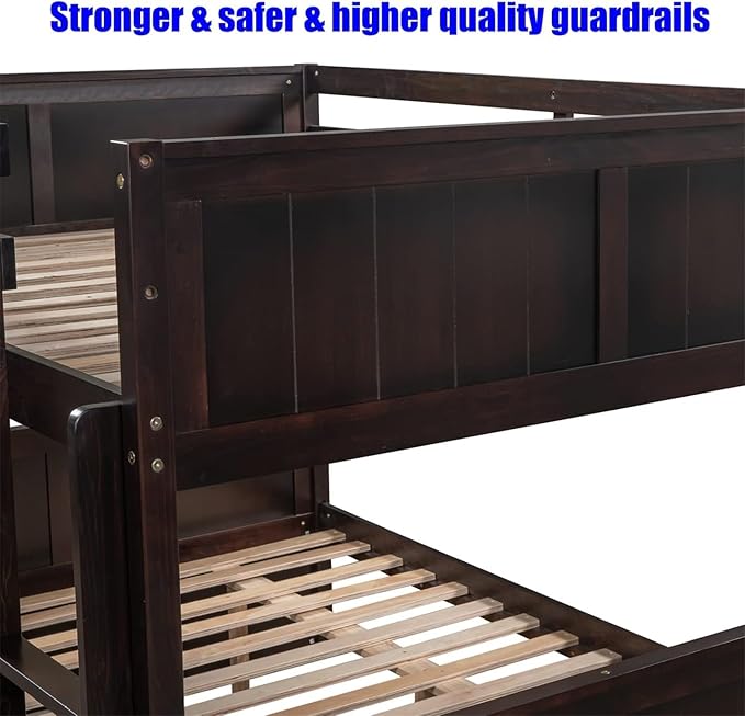 TSAMPA Latest Upgraded & Stronger Heavy Duty Solid Wood Full Over Full Bunk Bed - Image 6