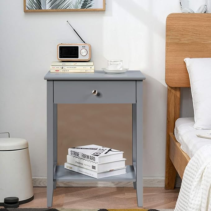 Giantex Nightstand Wooden 2-Tier Couch Sofa Side Table - Image 4