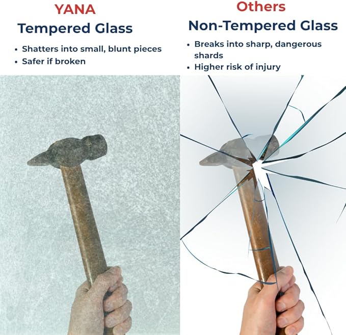 Yana Frameless Shower Door Screen, Fixed Shower Door Panels 3/8" Thick Tempered - Image 5