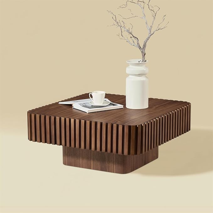 LKTART Square Coffee Table for Living Room, Accent Fluted Coffee Table - Image 3