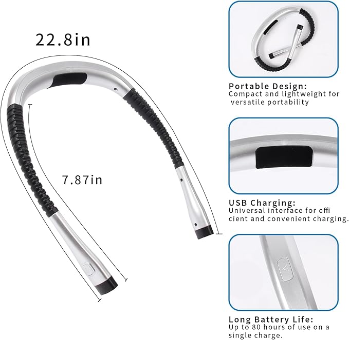 Book Light, 3-Color & 9-Brightness Reading Light, Bendable Neck Light, 80-hr - Image 5