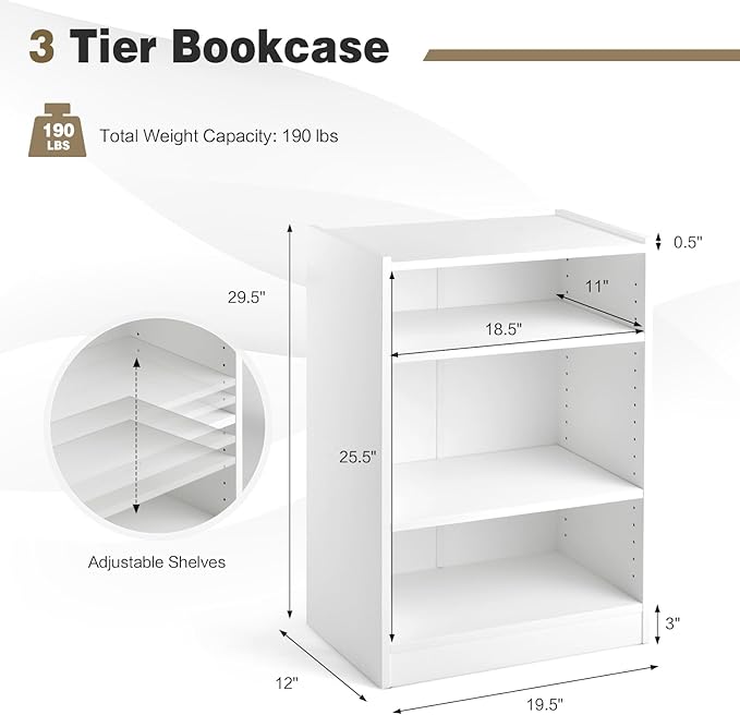LOKO 3-Tier Open Bookcase, Modern 3-Cube Bookshelf - Image 3