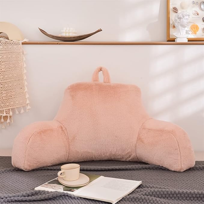 Holawakaka Large Faux Fur Bed Rest Pillow by Holawakaka