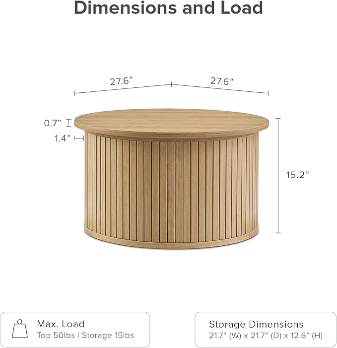 mopio Quin Tambour Round Circle Coffee Table - Image 3
