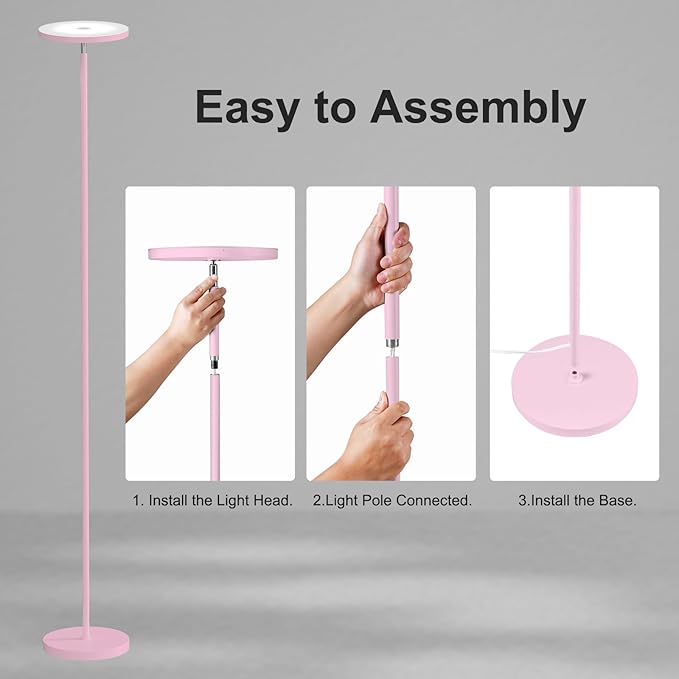 SUNMORY Soft Pink Torchiere Floor Lamp - Image 6