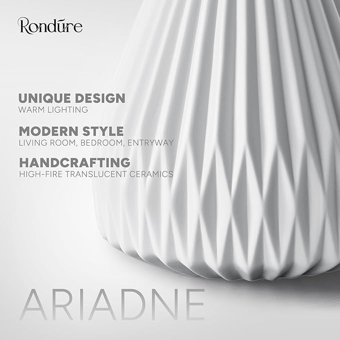 RONDURE 9.1" Modern Ceramic Table Lamp, Fully Dimmable Modern Bedside Lamps - Image 6