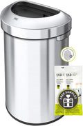 EKO Urban 21 Gallon Semi-Round Open Top Waste Bin, Stainless Steel Half Round by EKO