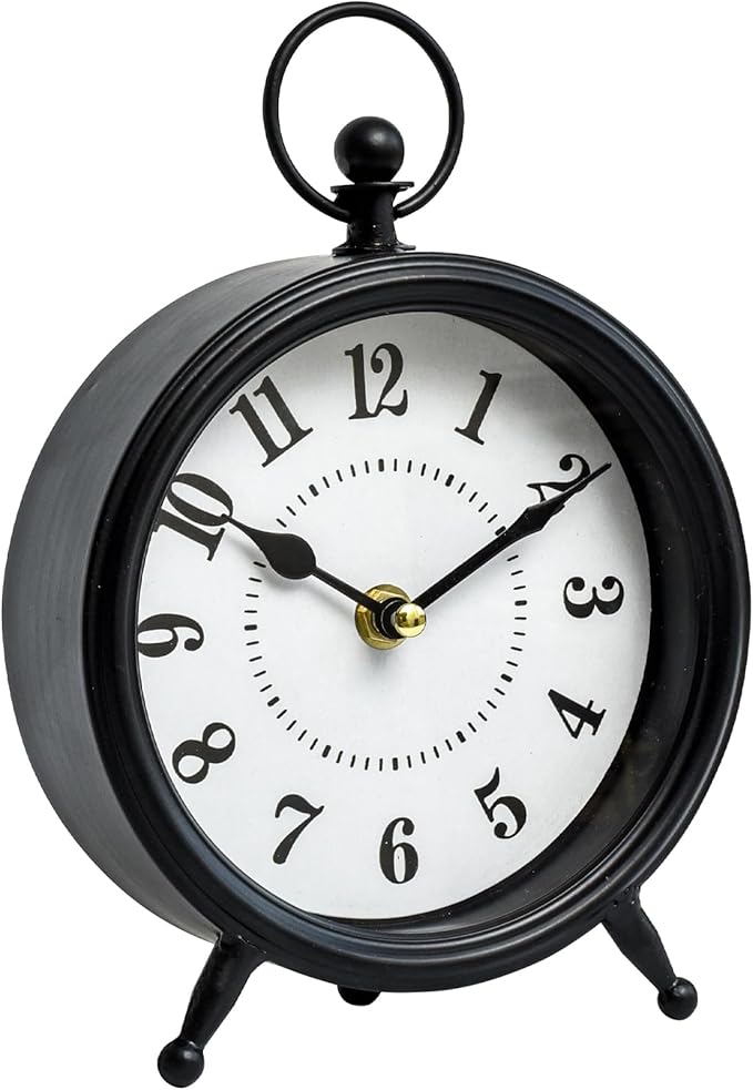 Vintage Non-Ticking Black Table Clock - Image 7