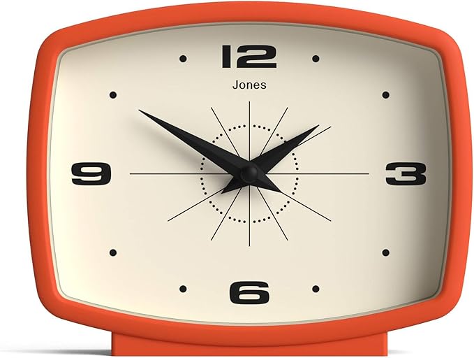 JONES CLOCKS® Film Desk Clock | Retro Rectangular Design | Orange | Retro Design by JONESCLOCKS