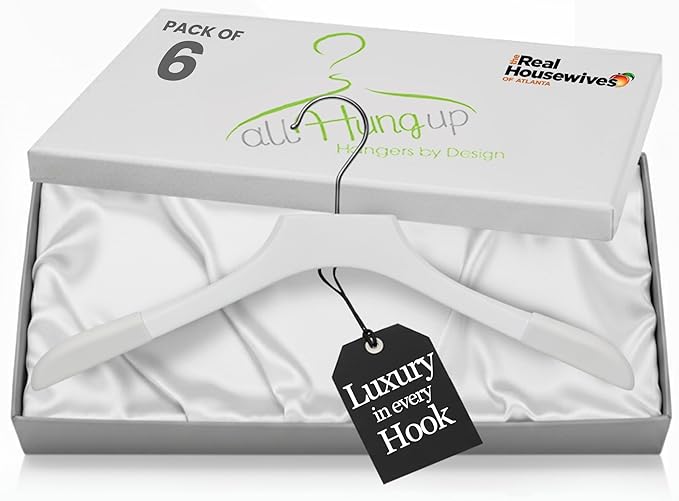 Premium Luxe Wooden Hangers for Women, Wide Shoulder Design for Dresses by AllHungUpHangers