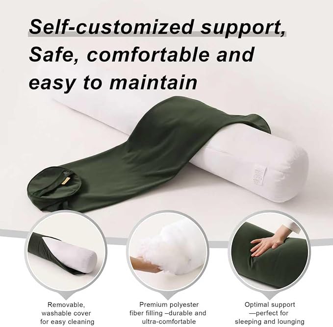 Long Round Body Pillow for Adults – Bolster Pillow for Bed, Cervical Roll Pillow - Image 4