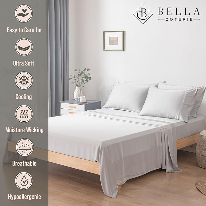 Bella Coterie 7 Piece Luxury Bamboo Viscose Split King Size Sheet Set | 2 - Image 3