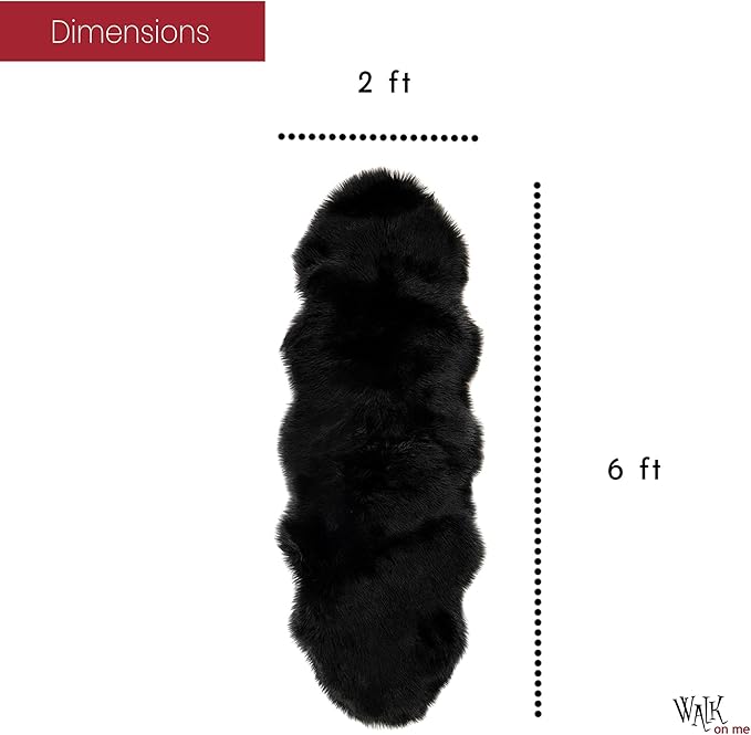 Silky Soft Faux Fur Rug, 2 ft. x 6 ft. Black Fluffy and Shaggy Sheepskin Area - Image 2