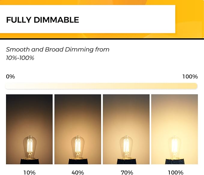 Hizashi Vintage Edison Bulb Dimmable, 6W Equivalent 60W, E26 Base LED Light Bulb - Image 3