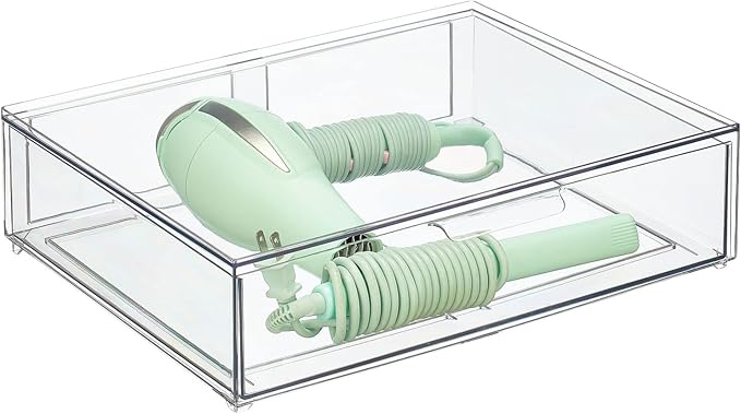mDesign Wide Plastic Stackable Bathroom Storage Organizer Bin by mDesign
