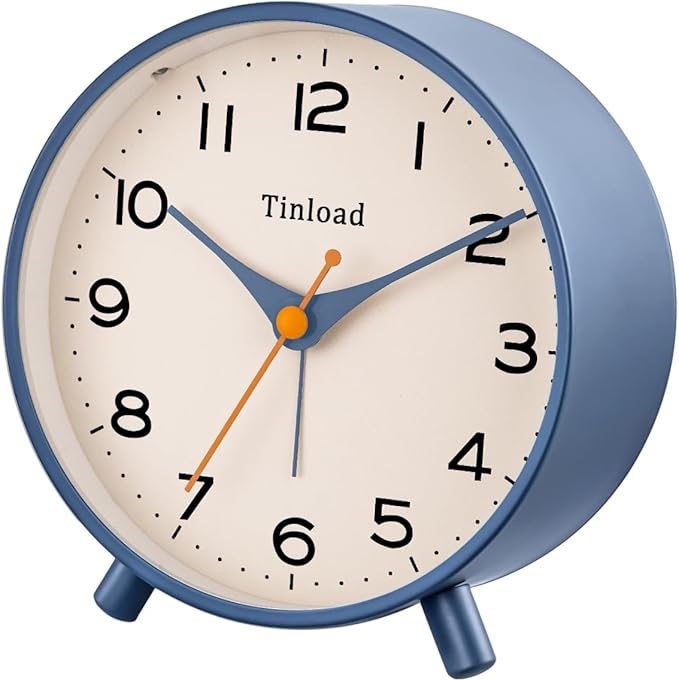 4.5" Antique Retro Analog Alarm Clock, Small Silent Bedside Desk Clock - Image 7
