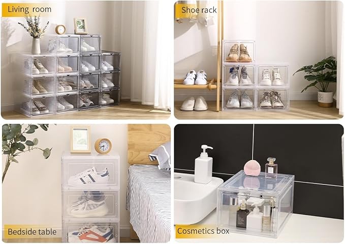 Attelite Clear Shoe Box, Plastic Stackable Shoe Storage Organizer - Image 6