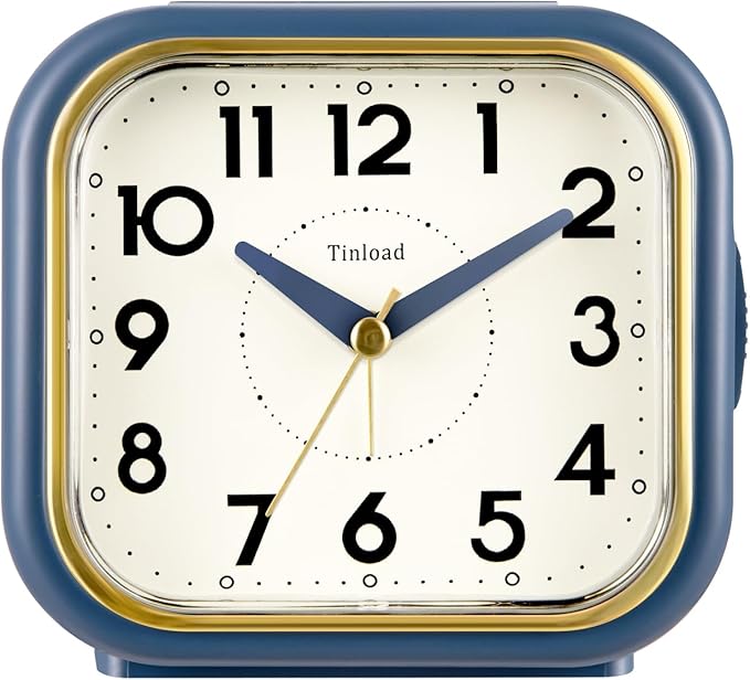 4.3" Retro Analog Alarm Clock • Silent Non Ticking • Gentle Wake • Beep Sounds by Tinload