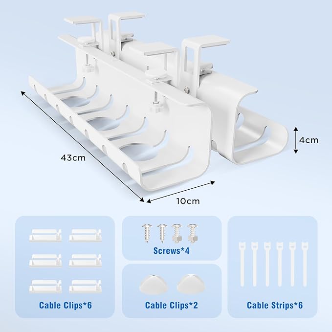 Under Desk Cable Management Tray No-Drill 2 Pack 16.9‘’ Wire Cord Organizers - Image 6