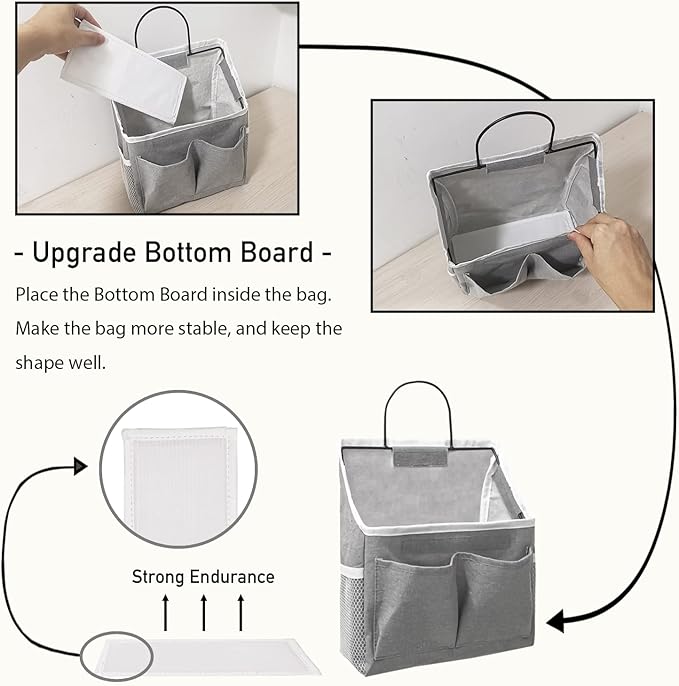 Kanrichu 3pcs Small Wall Hanging Organizer Bag, Linen Fabric Door Hanging - Image 4