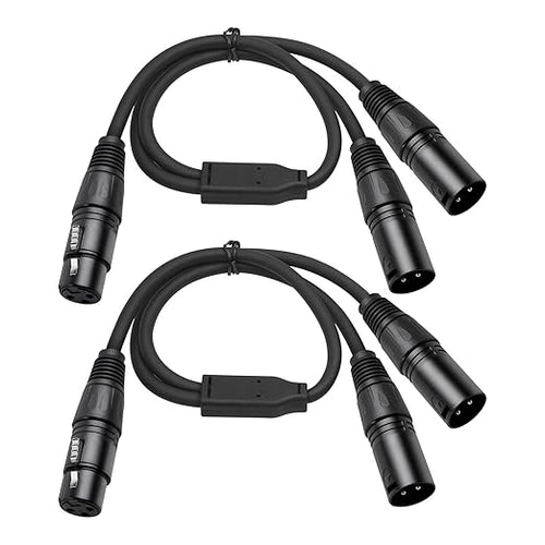 2 Pack XLR Y Splitter, 1.5FT XLR Female to Dual Male, Balanced Mic Audio Cables by SZLliyxs
