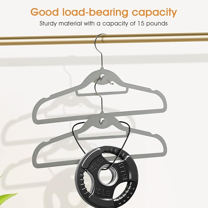 Velvet Clothing Hangers Slim Stackable Non-Slip Grey Suit Hanger Space Saving - Image 6