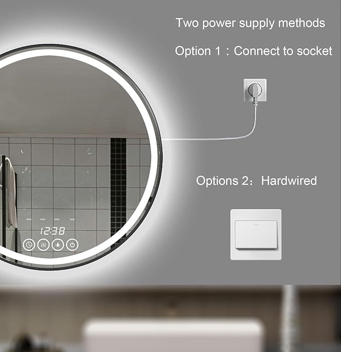24 Inch Wall-Mounted Round Bathroom Mirror - Image 7